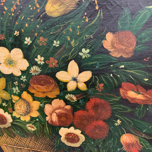 Peinture huile sur toile nature morte au bouquet