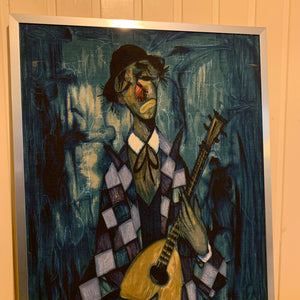 Impression sur toile Arlequin avec mandoline signé Lignon