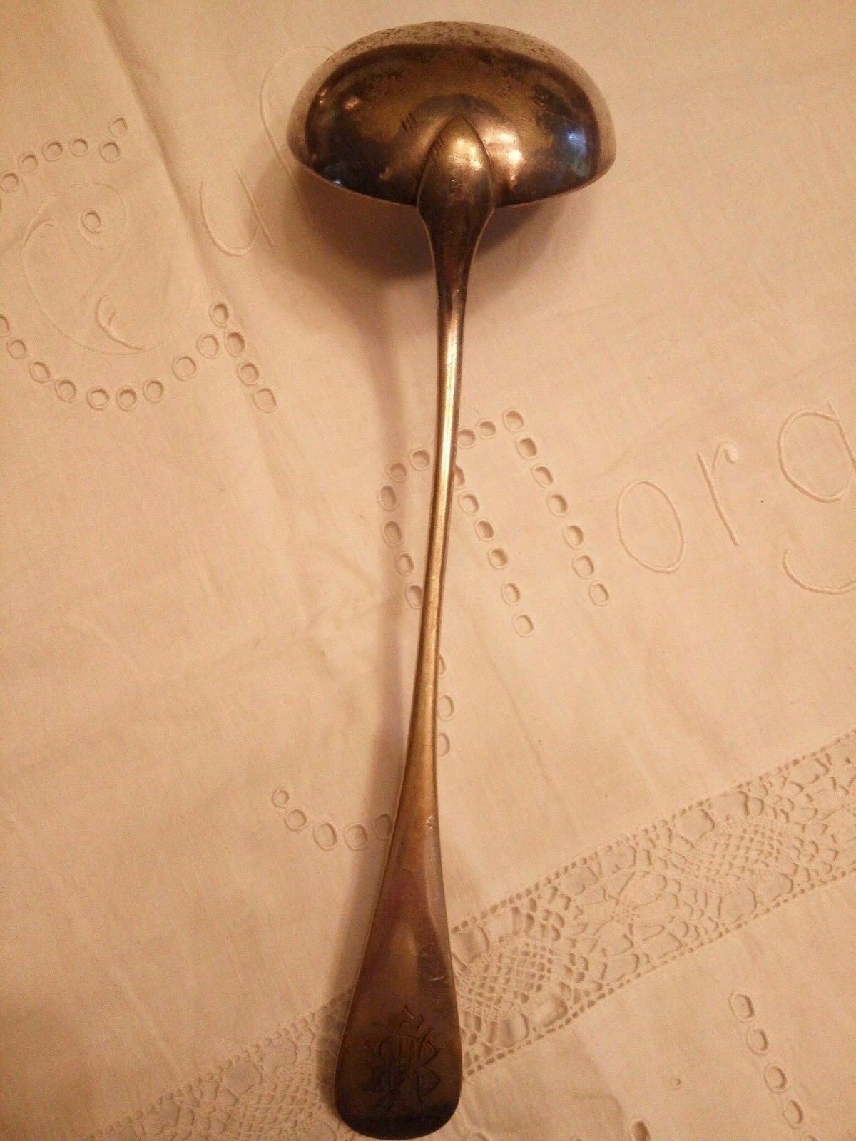 Louche, métal argenté poinçonné, longueur: 32 cm - Modus Vivendi Antiques