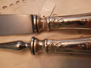Couverts à gigot, métal argenté poinçonné, longueur: 33 et 28 cm - Modus Vivendi Antiques