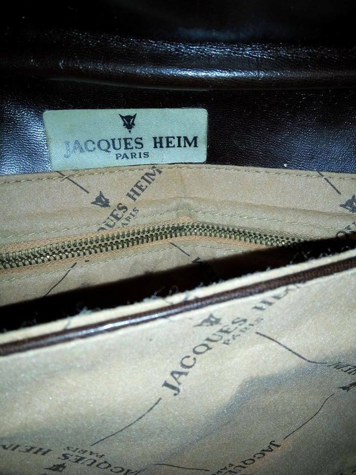 Sac vintage en cuir "Jacques Heim Paris", cuir marron 32x20x3 cm - Modus Vivendi Antiques